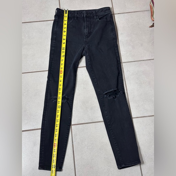 American Eagle Women Black Super Hi Rise Jegging Jean Next Level Stretch size 8R - Picture 8 of 9